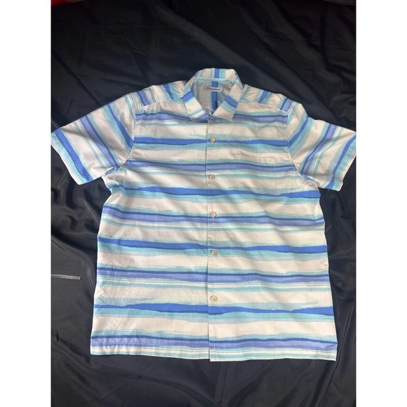 Tommy Bahama Blueish Stripped Island Zone, XXL Short Sleeve - Picture 4 of 7